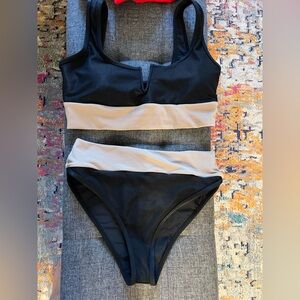 LainSnow Black and Cream Bikini set